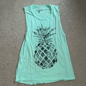 Minty Green Graphic Pineapple Muscle Tank